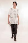 Shop_Jubinav Chadha_White Cotton Embroidery Kantha Doodle T-shirt _Online_at_Aza_Fashions
