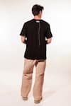 Shop_Jubinav Chadha_Black Cotton Embroidery Origami Boat And Waves T-shirt _at_Aza_Fashions