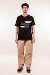 Jubinav Chadha_Black Cotton Embroidery Origami Boat And Waves T-shirt _Online_at_Aza_Fashions