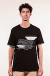 Buy_Jubinav Chadha_Black Cotton Embroidery Origami Boat And Waves T-shirt _at_Aza_Fashions