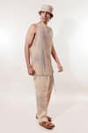 Jubinav Chadha_Cream Kantha Crochet Vest _Online_at_Aza_Fashions