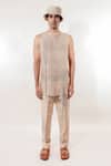 Shop_Jubinav Chadha_Cream Kantha Crochet Vest _Online_at_Aza_Fashions