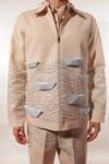 Jubinav Chadha_Cream Linen Embroidery Origami Boat And Kantha Jacket _Online_at_Aza_Fashions