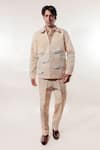 Buy_Jubinav Chadha_Cream Linen Embroidery Origami Boat And Kantha Jacket 