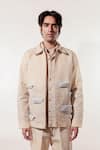 Buy_Jubinav Chadha_Cream Linen Embroidery Origami Boat And Kantha Jacket _at_Aza_Fashions