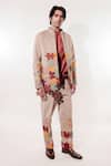Buy_Jubinav Chadha_Beige Suede Embroidery Quilted Puzzle Jacket _at_Aza_Fashions