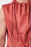 Jubinav Chadha_Rust Cotton, Lycra Laundry Bag Vest Shirt _at_Aza_Fashions