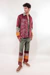 Buy_Jubinav Chadha_Green Suede Fabric Flowers Kantha Doodle Embroidered Pant _at_Aza_Fashions