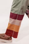 Jubinav Chadha_Green Suede Fabric Flowers Kantha Doodle Embroidered Pant _Online_at_Aza_Fashions