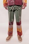 Buy_Jubinav Chadha_Green Suede Fabric Flowers Kantha Doodle Embroidered Pant _Online_at_Aza_Fashions