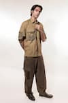Buy_Jubinav Chadha_Olive Green Linen Fringe Embroidered Shirt With Pant _Online_at_Aza_Fashions