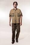 Jubinav Chadha_Olive Green Linen Fringe Embroidered Shirt With Pant _at_Aza_Fashions