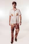 Buy_Jubinav Chadha_Brown Silk Embroidery, Patchwork Devnagri Kantha Vintage Pant _at_Aza_Fashions