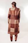 Shop_Jubinav Chadha_Brown Silk Embroidery Devnagri Kantha Vintage Trench Coat _at_Aza_Fashions