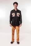 Buy_Jubinav Chadha_Black Cotton, Lycra Embroidery Waterfall Patchwork Shirt _Online_at_Aza_Fashions