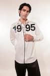 Buy_Jubinav Chadha_White Cotton, Lycra Embroidery 1995 Quilted Pattern Shirt _at_Aza_Fashions