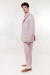Buy_Jubinav Chadha_Purple Linen, Tissue Fabric Flowers Crochet Lilac Blazer Set _Online_at_Aza_Fashions