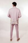 Shop_Jubinav Chadha_Purple Linen, Tissue Fabric Flowers Crochet Lilac Blazer Set _at_Aza_Fashions