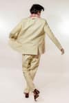 Shop_Jubinav Chadha_Green Linen, Tissue Fabric Flowers Crochet Garland Embroidered Blazer Set _at_Aza_Fashions