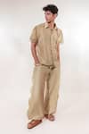 Buy_Jubinav Chadha_Beige Chanderi Embroidery Phulkari Shirt With Pant _at_Aza_Fashions