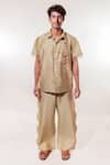 Jubinav Chadha_Beige Chanderi Embroidery Phulkari Shirt With Pant _Online_at_Aza_Fashions