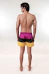 Shop_Jubinav Chadha_Multi Color Taffeta, Mesh Colorblock Swim Shorts With Cape _Online_at_Aza_Fashions