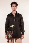 Buy_Jubinav Chadha_Black Cotton, Lycra Embroidery 3d Teddy Shirt _at_Aza_Fashions