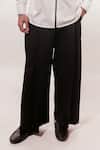 Jubinav Chadha_Black Cotton, Lycra Japanese Pleated Pant _at_Aza_Fashions