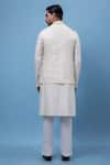 Shop_PAARSH_Ivory Silk, Organza Embroidery Cherry Blossom Nehru Jacket Kurta Set _at_Aza_Fashions