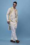 Buy_PAARSH_Ivory Silk, Organza Embroidery Cherry Blossom Nehru Jacket Kurta Set _Online_at_Aza_Fashions