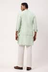 Shop_PAARSH_Blue Organza, Chanderi Embroidery Sky Song Nehru Jacket Set _at_Aza_Fashions