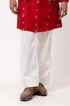 PAARSH_Red Silk Embroidery Banjara Nehru Jacket Set _Online_at_Aza_Fashions