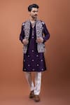 Buy_PAARSH_Purple Silk Embroidery Regalia Nehru Jacket Set 