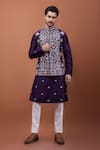 Buy_PAARSH_Purple Silk Embroidery Regalia Nehru Jacket Set _at_Aza_Fashions