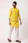 PAARSH_Yellow Silk Embroidery Sunburst Bloom Nehru Jacket Set _Online_at_Aza_Fashions