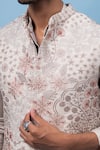 PAARSH_Beige Linen, Satin Embroidery Garden Lineage Nehru Jacket Set _at_Aza_Fashions