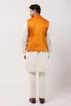 Shop_PAARSH_Orange Linen, Satin Embroidery Tangerine Trail Nehru Jacket Kurta Set _at_Aza_Fashions
