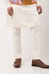 PAARSH_Orange Linen, Satin Embroidery Tangerine Trail Nehru Jacket Kurta Set _Online_at_Aza_Fashions