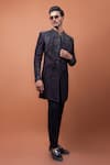 Buy_PAARSH_Brown Silk Rhinestones, Embroidery Achkan With Pant _Online_at_Aza_Fashions