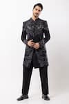 Buy_PAARSH_Black Silk Beads, Embroidery Mirage Achkan With Pant _at_Aza_Fashions