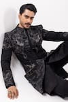 Shop_PAARSH_Black Silk Beads, Embroidery Mirage Achkan With Pant _Online_at_Aza_Fashions