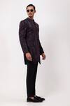 Buy_PAARSH_Purple Linen, Satin Beads Royal Plum Embroidered Achkan With Pant _Online_at_Aza_Fashions