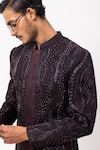 Shop_PAARSH_Purple Linen, Satin Beads Royal Plum Embroidered Achkan With Pant _Online_at_Aza_Fashions