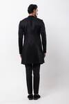 Shop_PAARSH_Black Linen, Satin Beads, Embroidery Obsidian Rise Achkan With Pant _at_Aza_Fashions