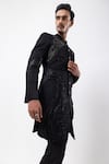 Buy_PAARSH_Black Linen, Satin Beads, Embroidery Obsidian Rise Achkan With Pant 