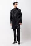 Buy_PAARSH_Black Embroidery, Sequins Noir Carve Achkan With Pant _at_Aza_Fashions