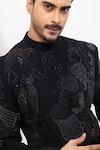 Buy_PAARSH_Black Embroidery, Sequins Noir Carve Achkan With Pant _Online_at_Aza_Fashions