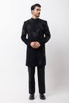 Shop_PAARSH_Black Embroidery, Sequins Noir Carve Achkan With Pant _Online_at_Aza_Fashions