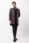 PAARSH_Black Embroidery Ebony Amer Achkan With Pant _Online_at_Aza_Fashions