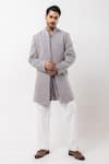 Buy_PAARSH_Gray Embroidery Lunar Loom Achkan With Pant _at_Aza_Fashions